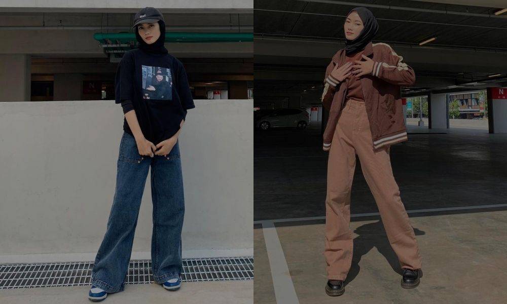 Solid Inspiration Matching Baggy Jeans style Hijaber Andini Maya, Very Present!